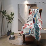 Plum Blossoms Peacock Fleece Blanket