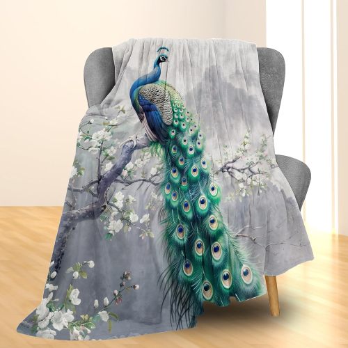 Chinese Style Peacock Floral Blanket