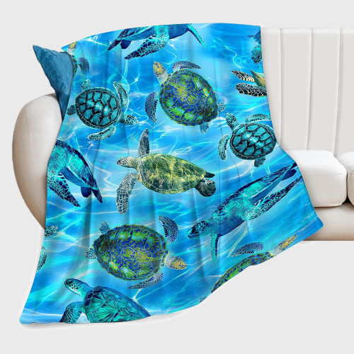 Blue Ocean Sea Turtles Blanket