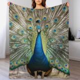 3D Peacock Print Fleece Blanket