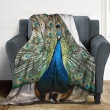 3D Peacock Print Fleece Blanket