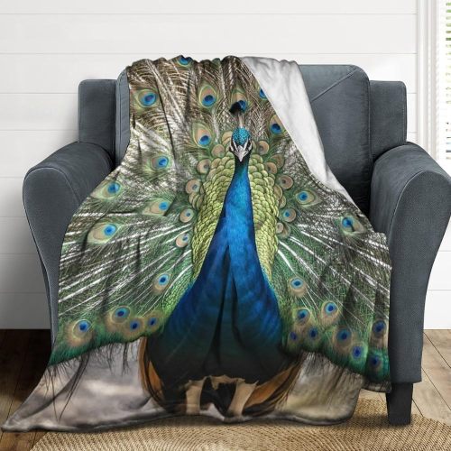 3D Peacock Print Fleece Blanket