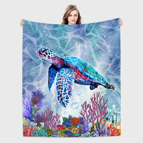 Blue Sea Turtles Pattern Blanket