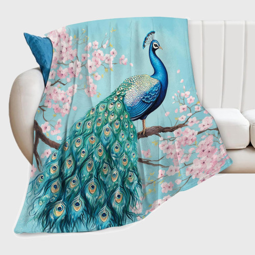 Blossoms Peacock Print Blanket