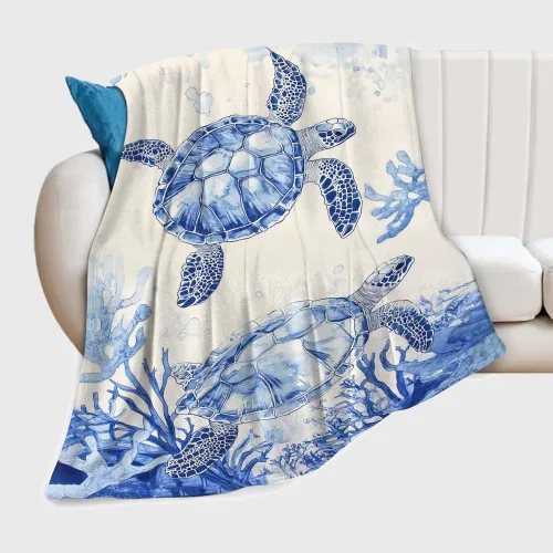 Sea Turtle Themed Fleece Blanket