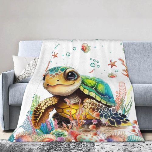 Kids Sea Turtle Themed Fleece Blanket