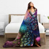 Floral Peacock Fleece Blanket