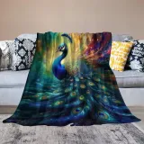 Animal Peacock Print Flannel Blanket