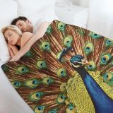3D Peacock Print Fleece Blanket