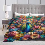 Blossoms Peacock Couch Fleece Blanket