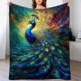 Animal Peacock Print Flannel Blanket