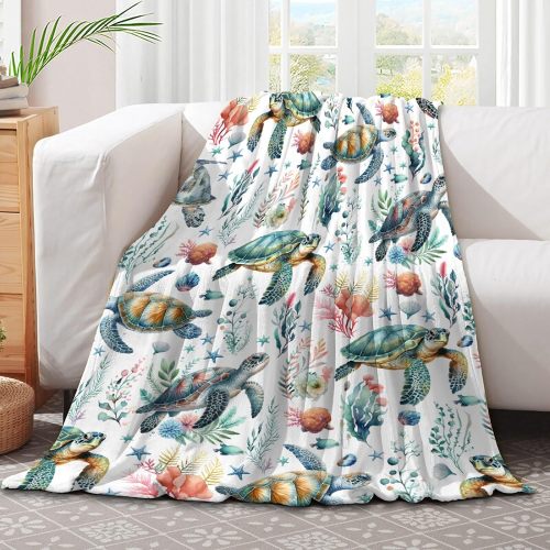 Cartoon Sea Turtles Pattern Blanket