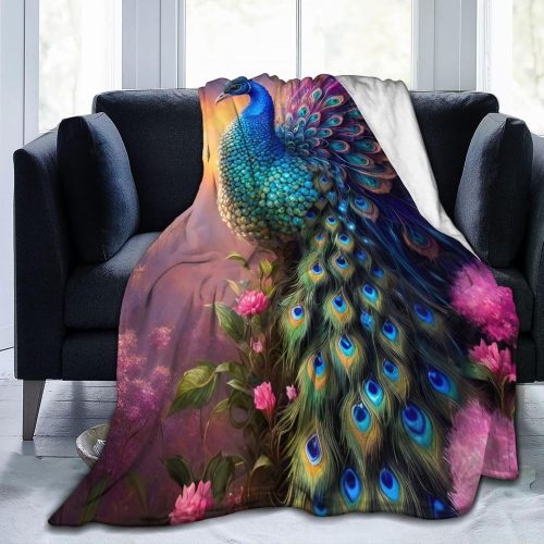 Floral Peacock Fleece Blanket