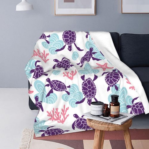 Cartoon Sea Turtles Print Throw Blanket
