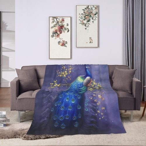 Purple Peacock Print Blanket