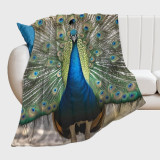 3D Peacock Print Fleece Blanket