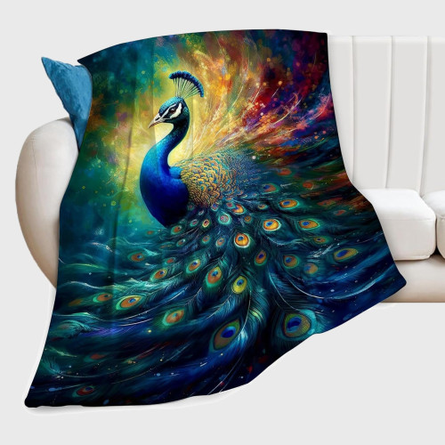 Animal Peacock Print Flannel Blanket