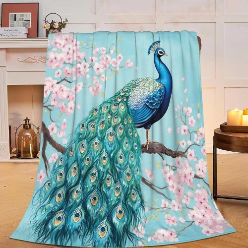 Blossoms Peacock Print Blanket
