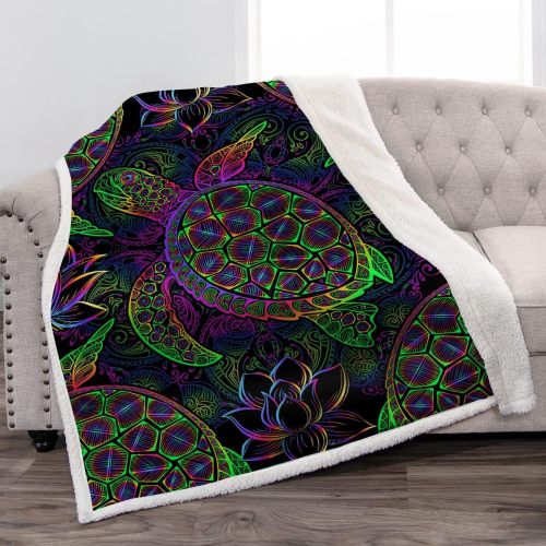 Colorful Sea Turtle Printed Blanket