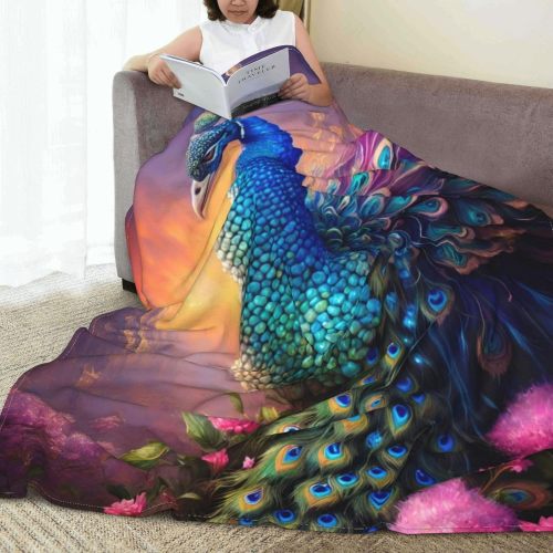 Floral Peacock Fleece Blanket