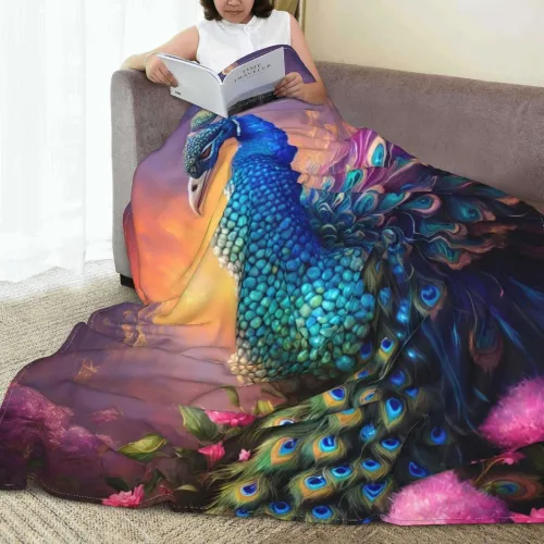 Floral Peacock Fleece Blanket