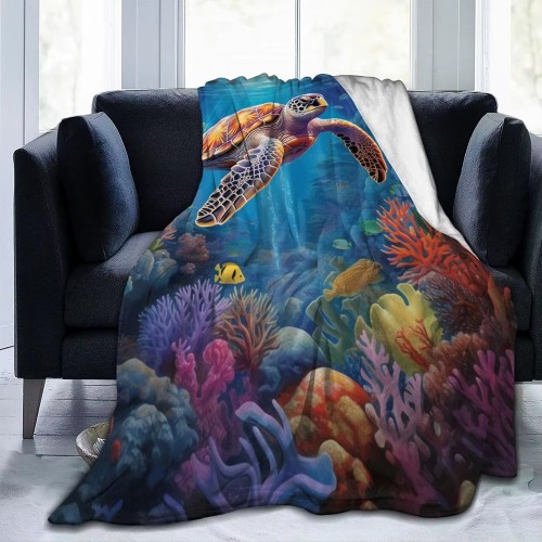 Ocean Themed Sea Turtle Soft Blanket