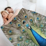 3D Peacock Print Fleece Blanket