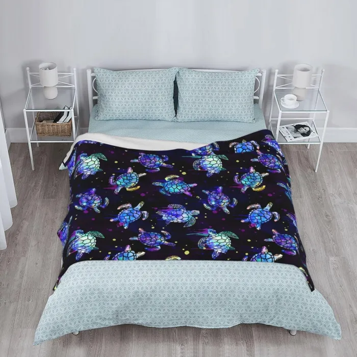 Cozy Sea Turtle Themed Fleece Blanket