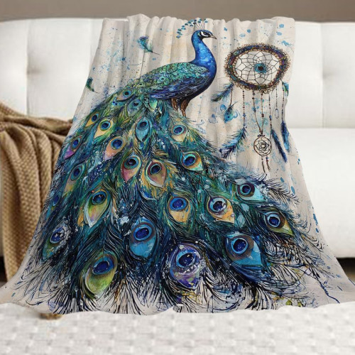 Dreamcatcher Peacock Print Blanket