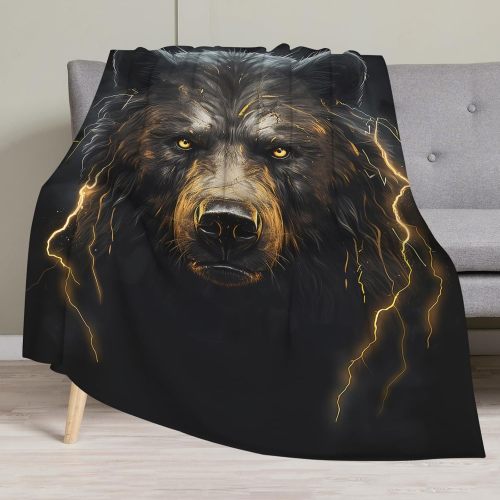 Lightning Bear Plush Sofa Blanket