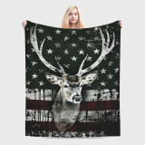 Camo Flag Deer Print Throw Blanket