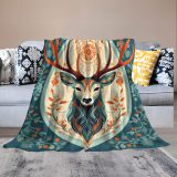 Artistic Deer Print Throw Blanket