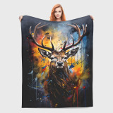 Deer Art Print Plush Blanket