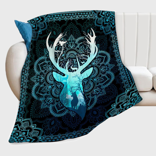 Tribal Deer Printed Throw Blanket