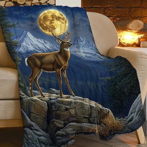 Moon Deer Plush Throw Blanket