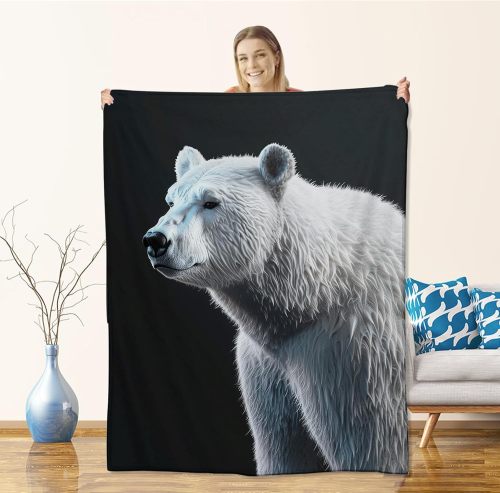 Wild Polar Bear Print Fleece Blanket