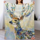 Watercolor Deer Plush Throw Blanket