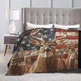 American Flag Deer Throw Blanket