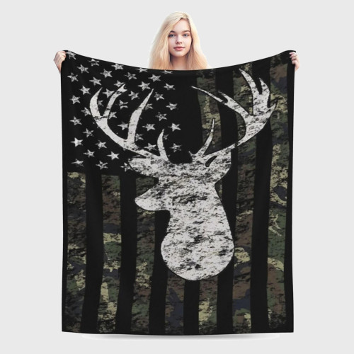 Camo Deer Print Throw Blanket