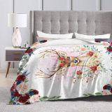 Blossoms Deer Printed Throw Blanket