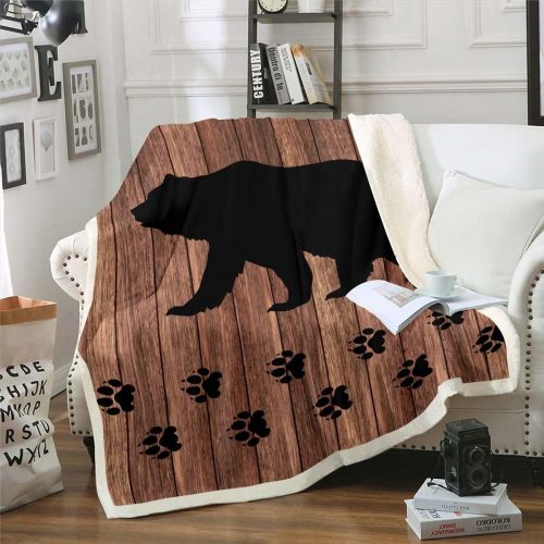 Rustic Woodland Bear Plush Blanket
