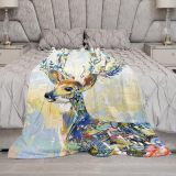 Watercolor Deer Plush Throw Blanket