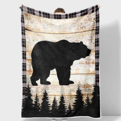Rustic Bear Print Plush Couch Blanket