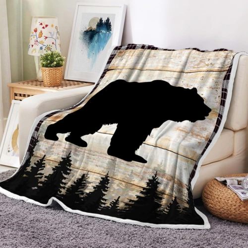 Rustic Bear Print Plush Couch Blanket