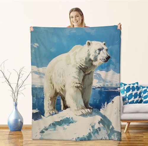 Animal Polar Bear Print Fleece Blanket