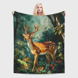 Forest Deer Plush Throw Blanket