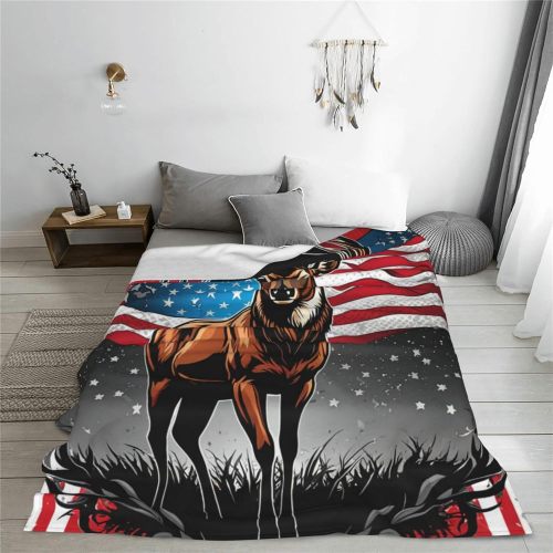 Cozy Flag Deer Print Throw Blanket