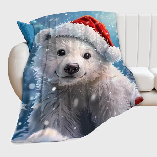 Christmas Polar Bear Plush Blanket