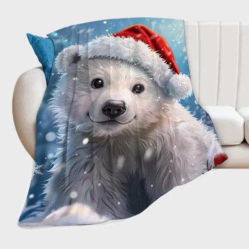 Christmas Polar Bear Plush Blanket