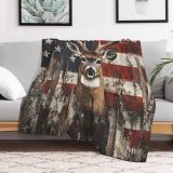 Flag Deer Print Throw Blanket